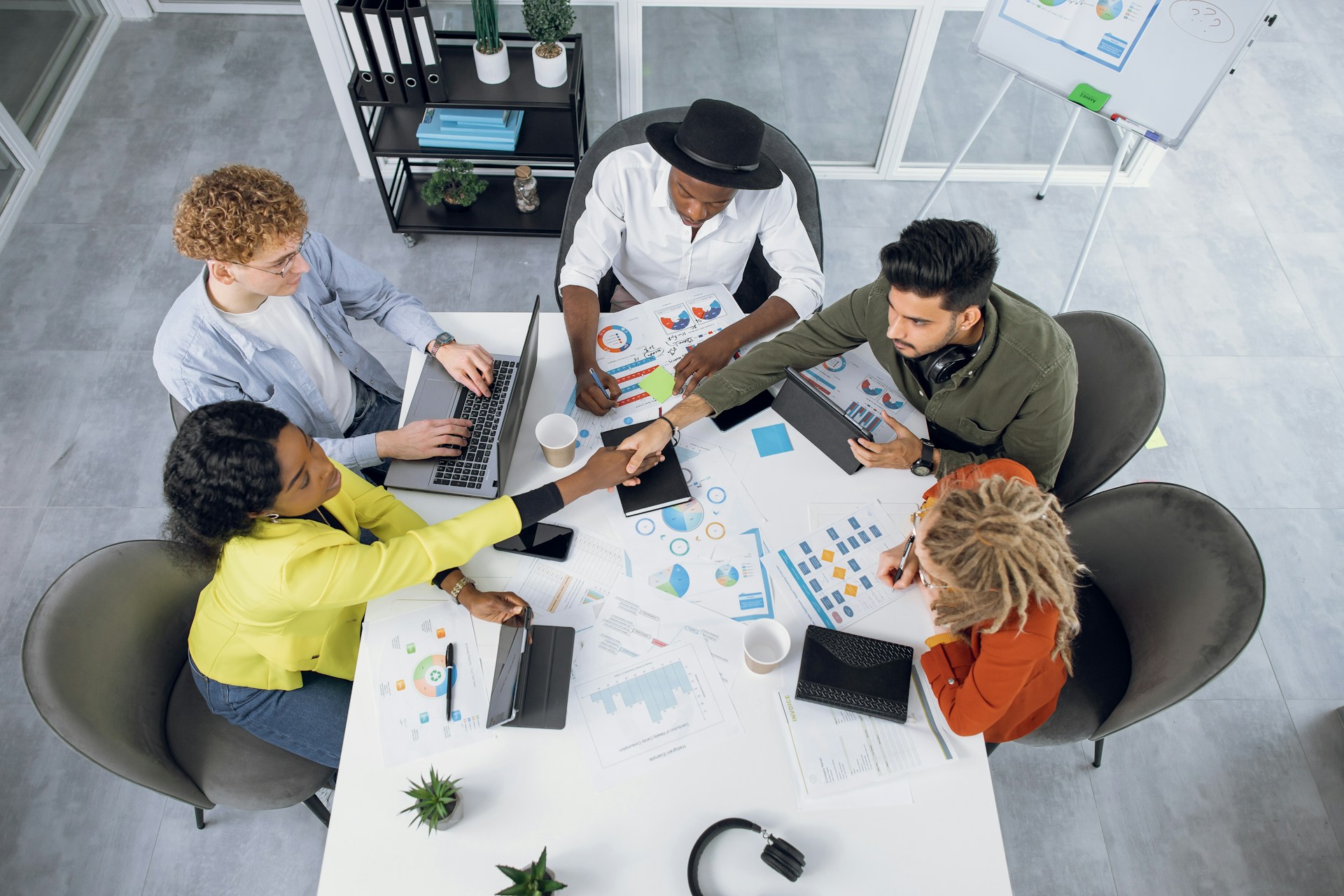 Group of people discussing on a table
