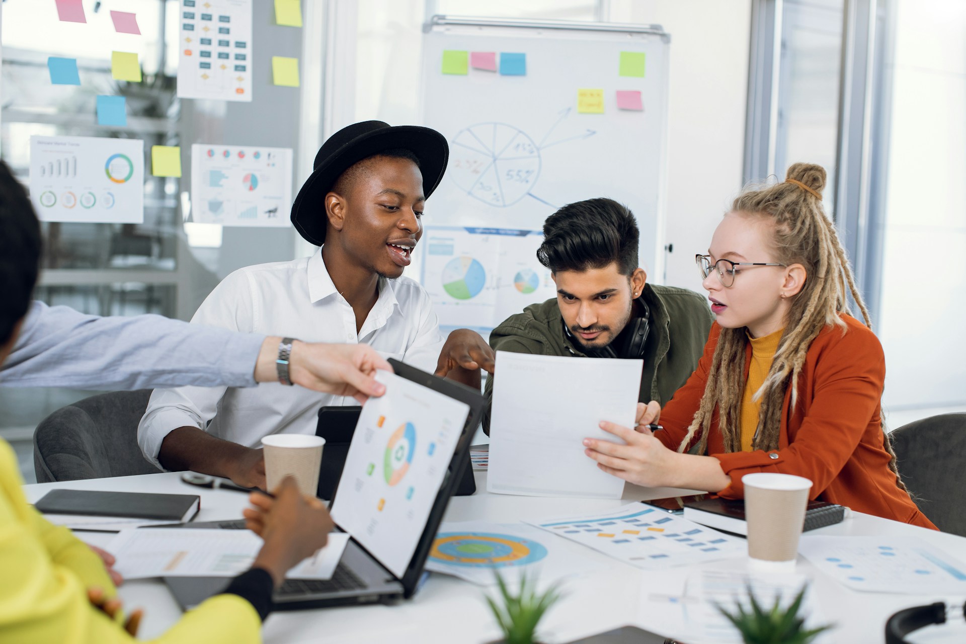 Group of people working and discussing
